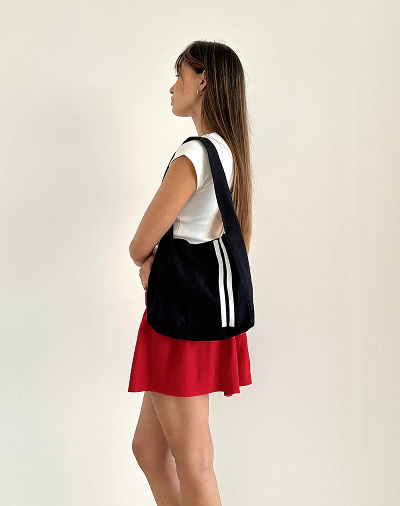 Pardi Canvas Bag in Black with White Stripe - Awmao