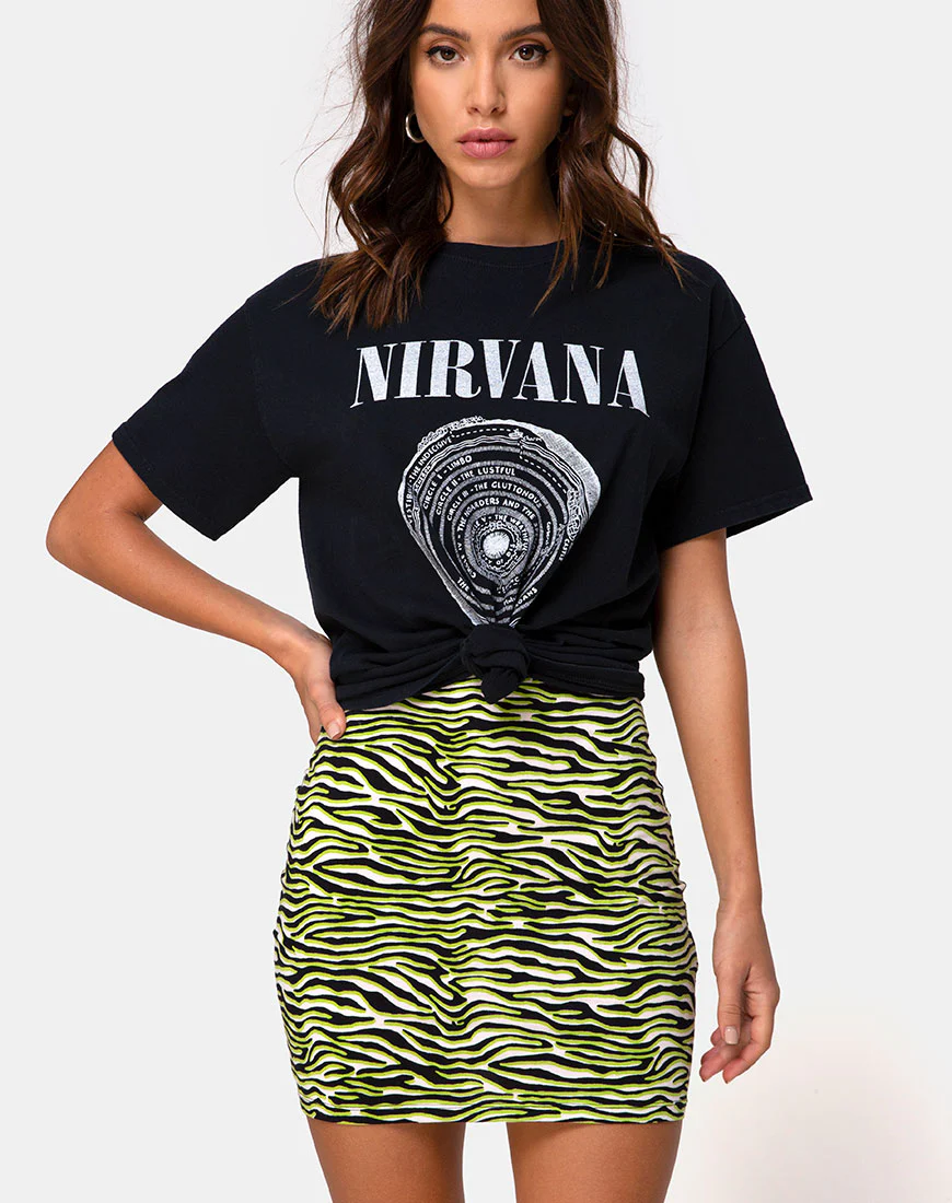 Kimmy Mini Skirt in Zebra Fluro Green - Awmao