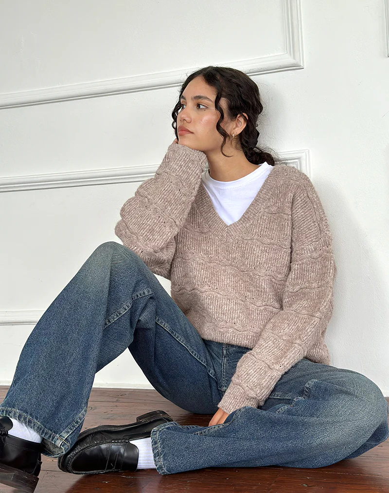 Loka Oversized Jumper in Almond - Awmao