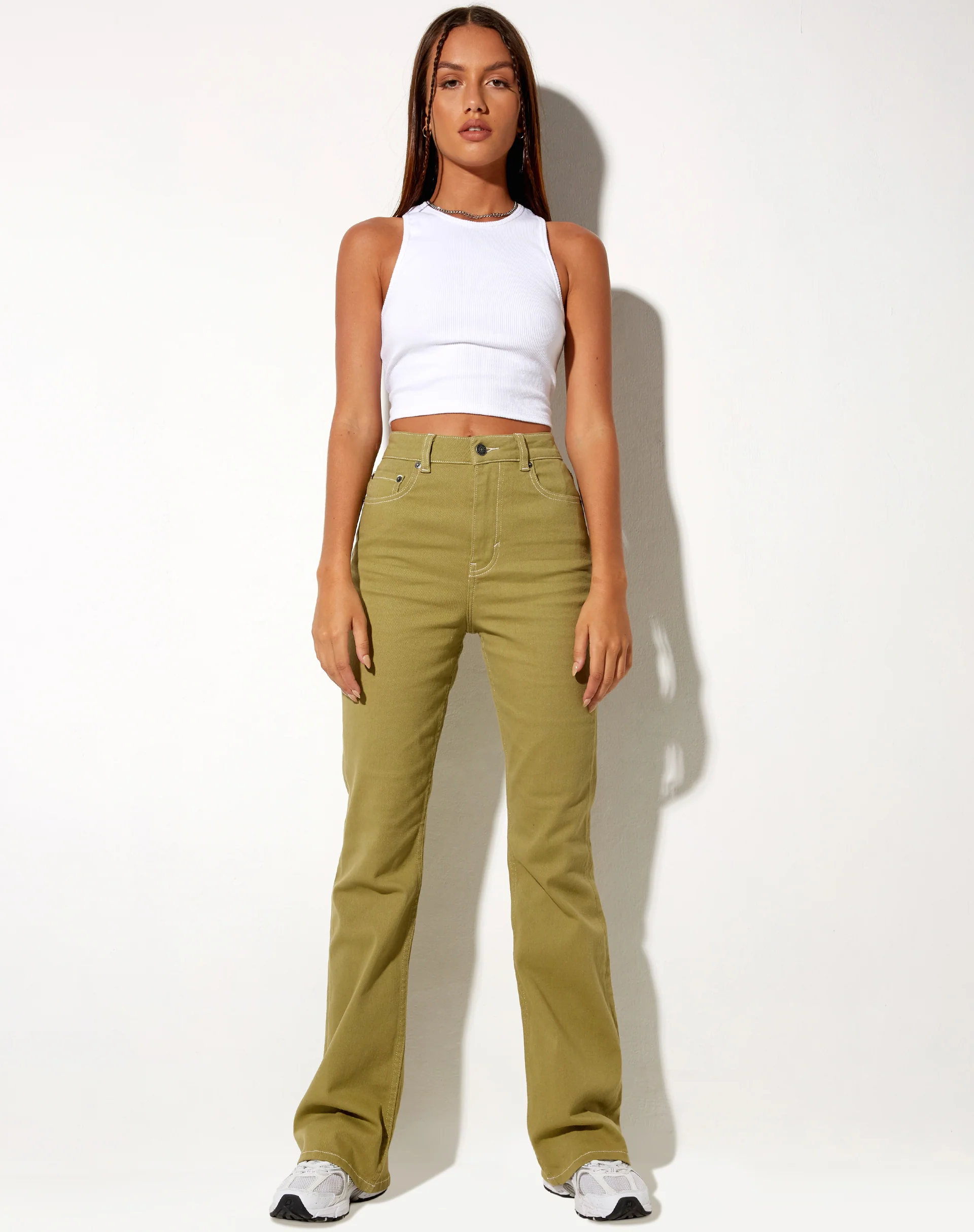 Bootleg Jeans in Green Moss - Awmao