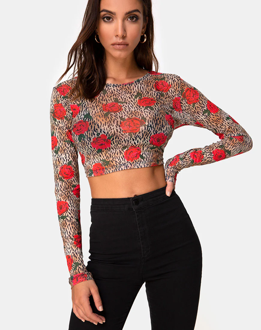 Bonnie Crop Top in Tiger Rose - Awmao