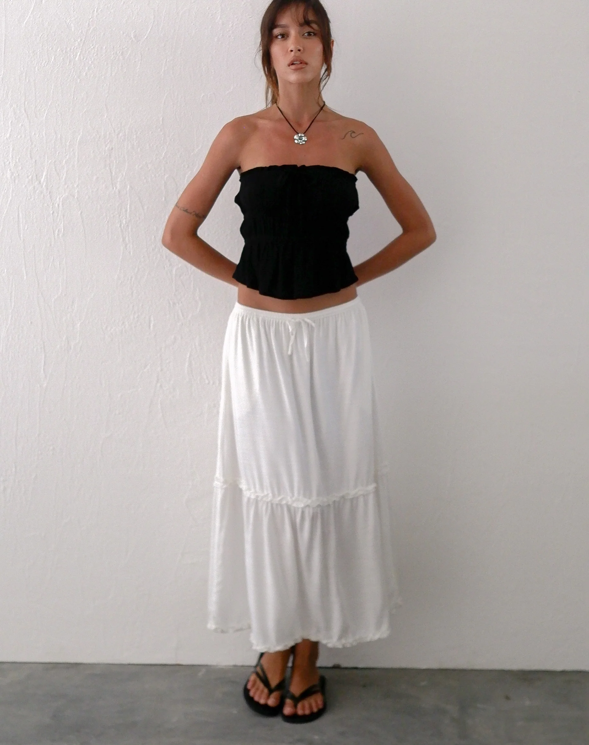 Iyana Midi Skirt in Off White - Awmao