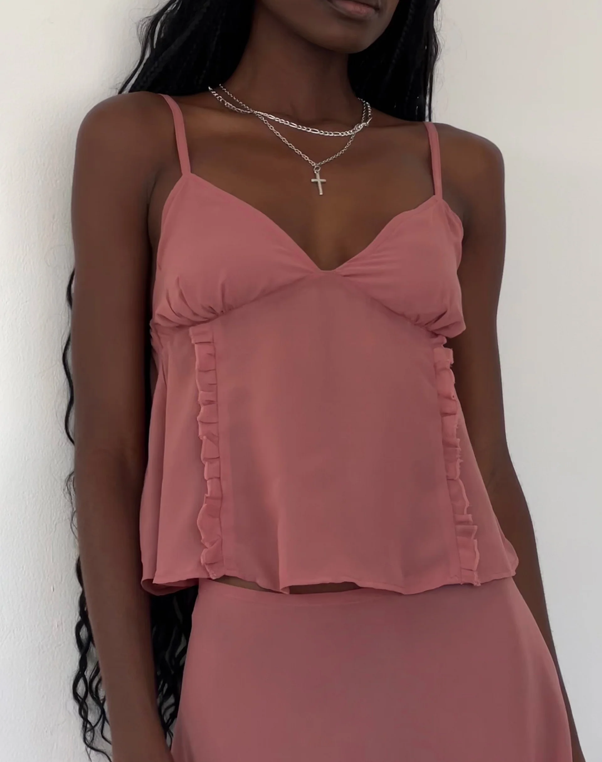 Melly Chiffon Cami Top in Dessert Sand - Awmao