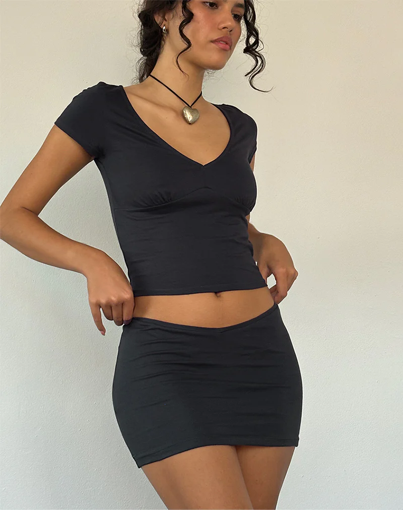 Vidia V Front Mini Skirt in Ocean Storm - Awmao