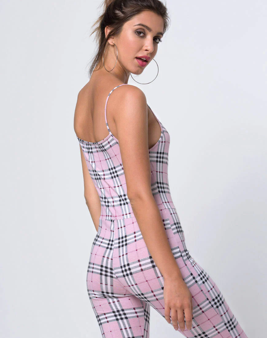 Solita Unitard in Pink Check - Awmao