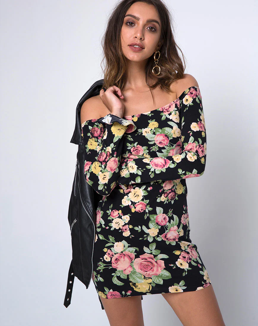 Jazier Off The Shoulder Dress in Vintage Bloom - Awmao