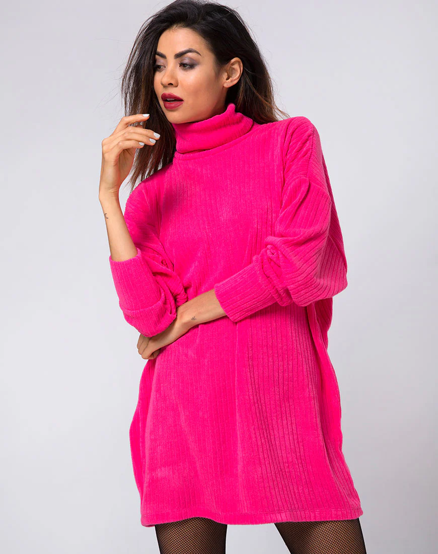 Neve Oversized Jumper in Rib Knit Pink - Awmao