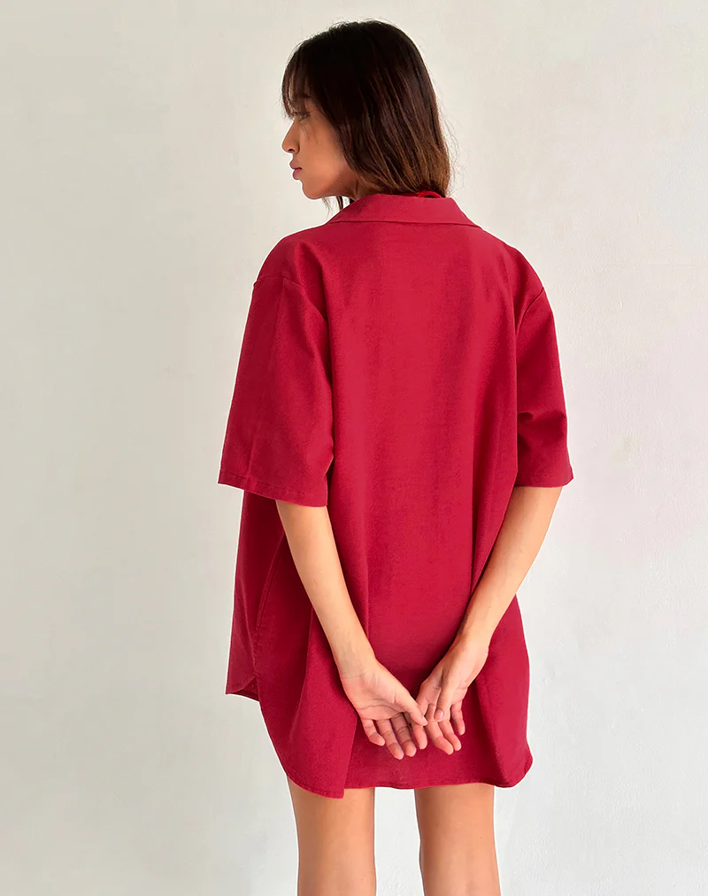 Smith Oversized Shirt in Adrenaline Red - Awmao
