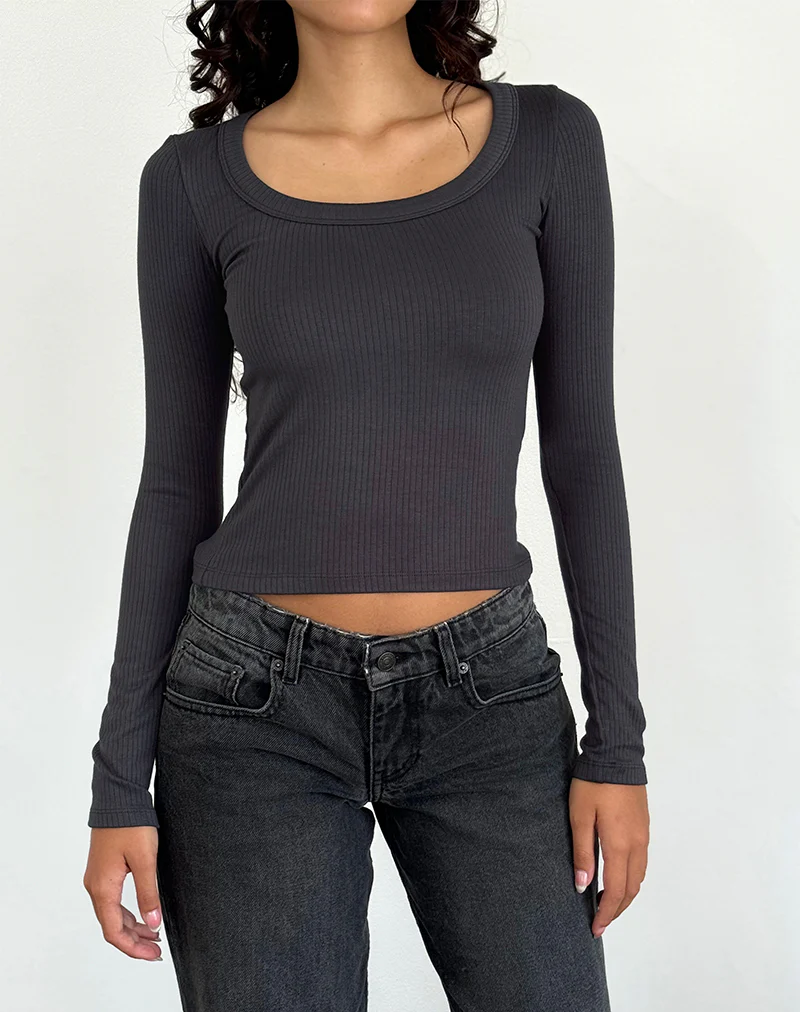 Binlo Extra Long Sleeve Top in Black Forest - Awmao