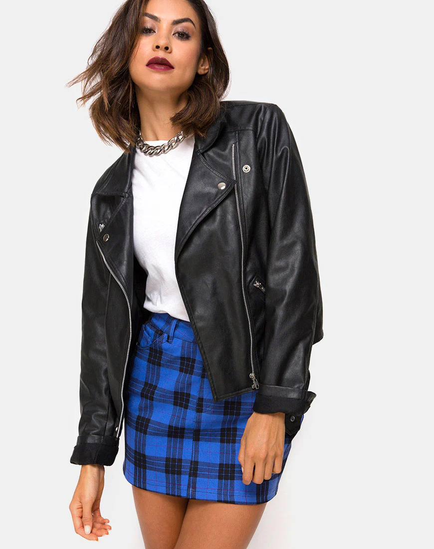 Mini Broomy Skirt in Tartan Blue - Awmao