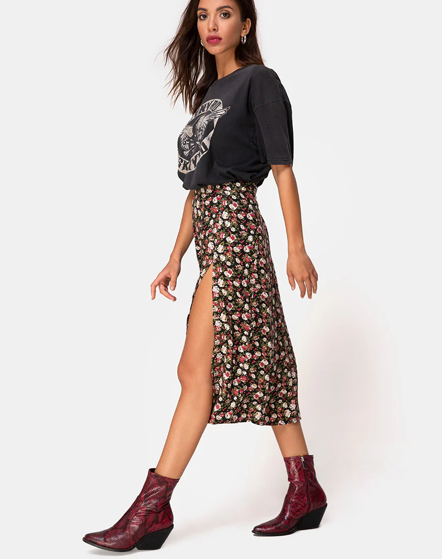 Saika Skirt in Courtney Floral - Awmao