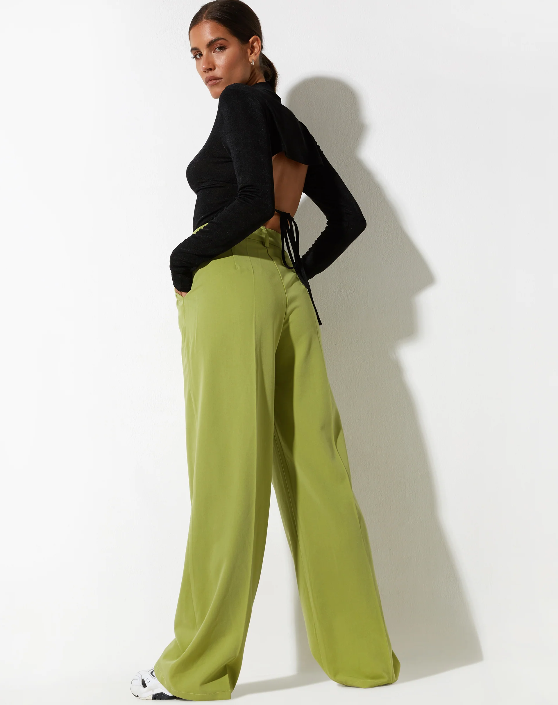 Abba Straight Leg Trouser in Tailoring Apple Green - Awmao