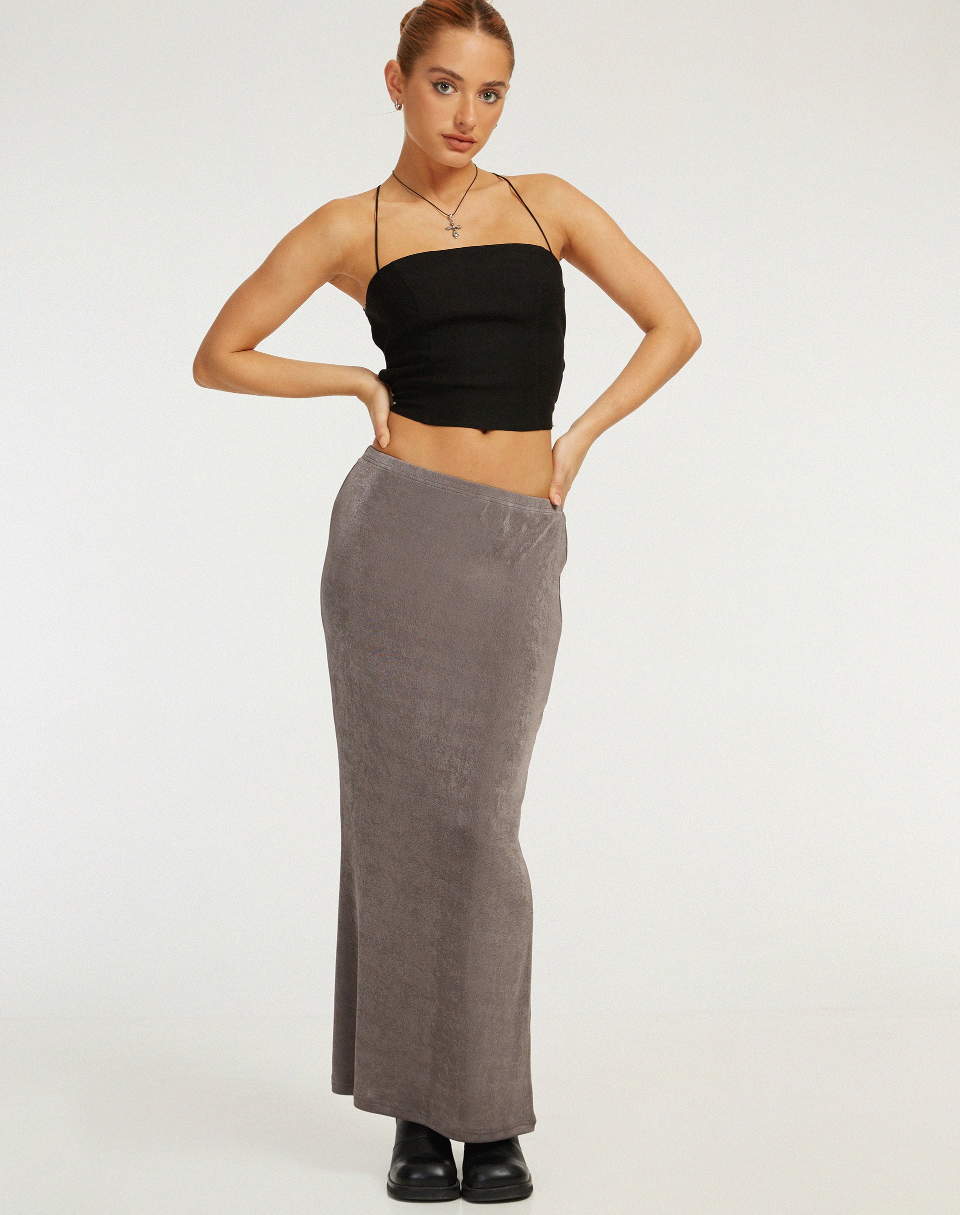 Tulus Maxi Skirt in Charcoal - Awmao