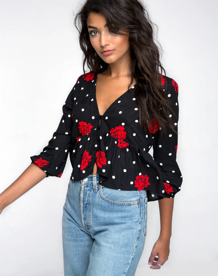 Mosca Plunge Top in Cuban Rose - Awmao