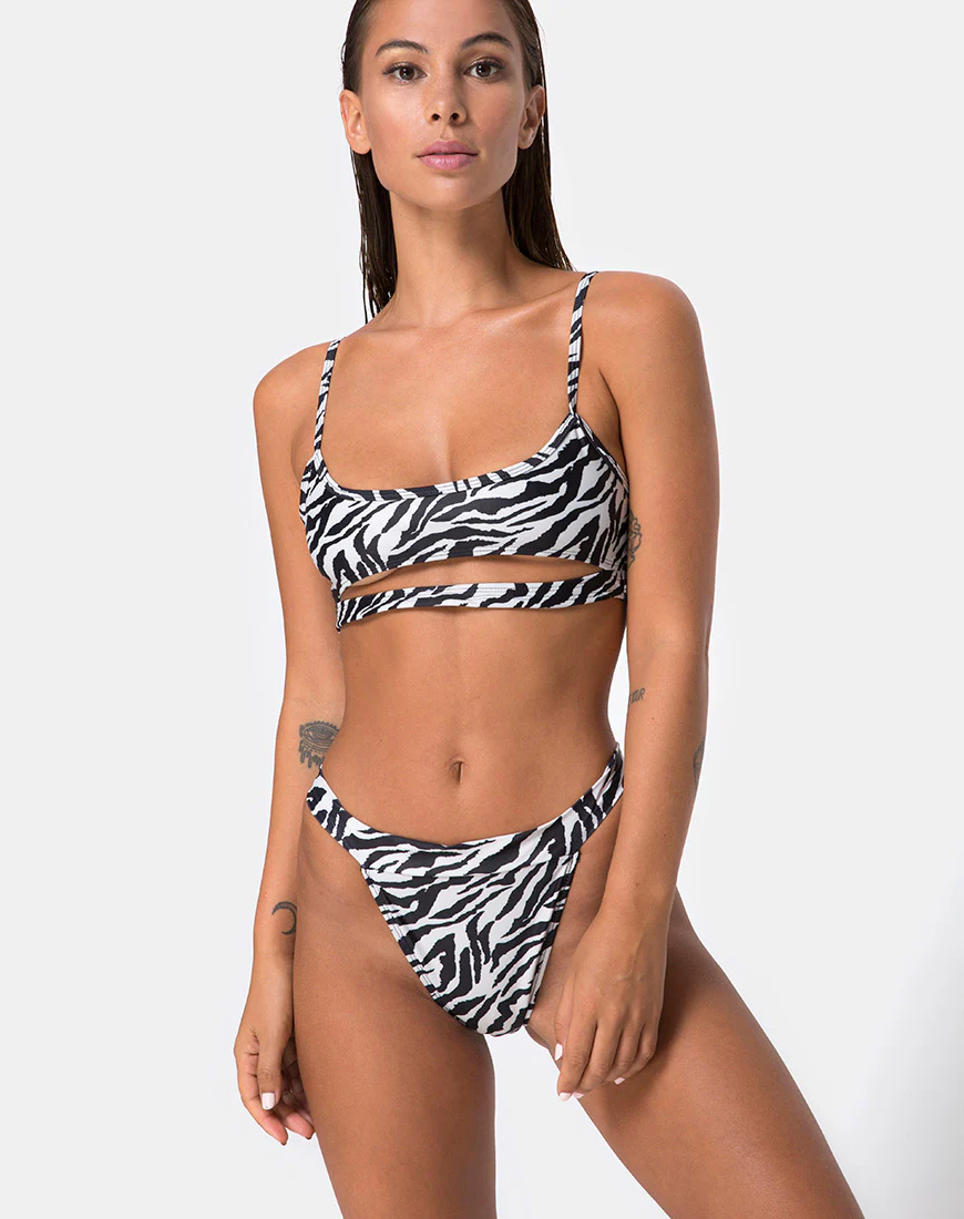 Bulvya Bikini Top in Mini Zebra - Awmao