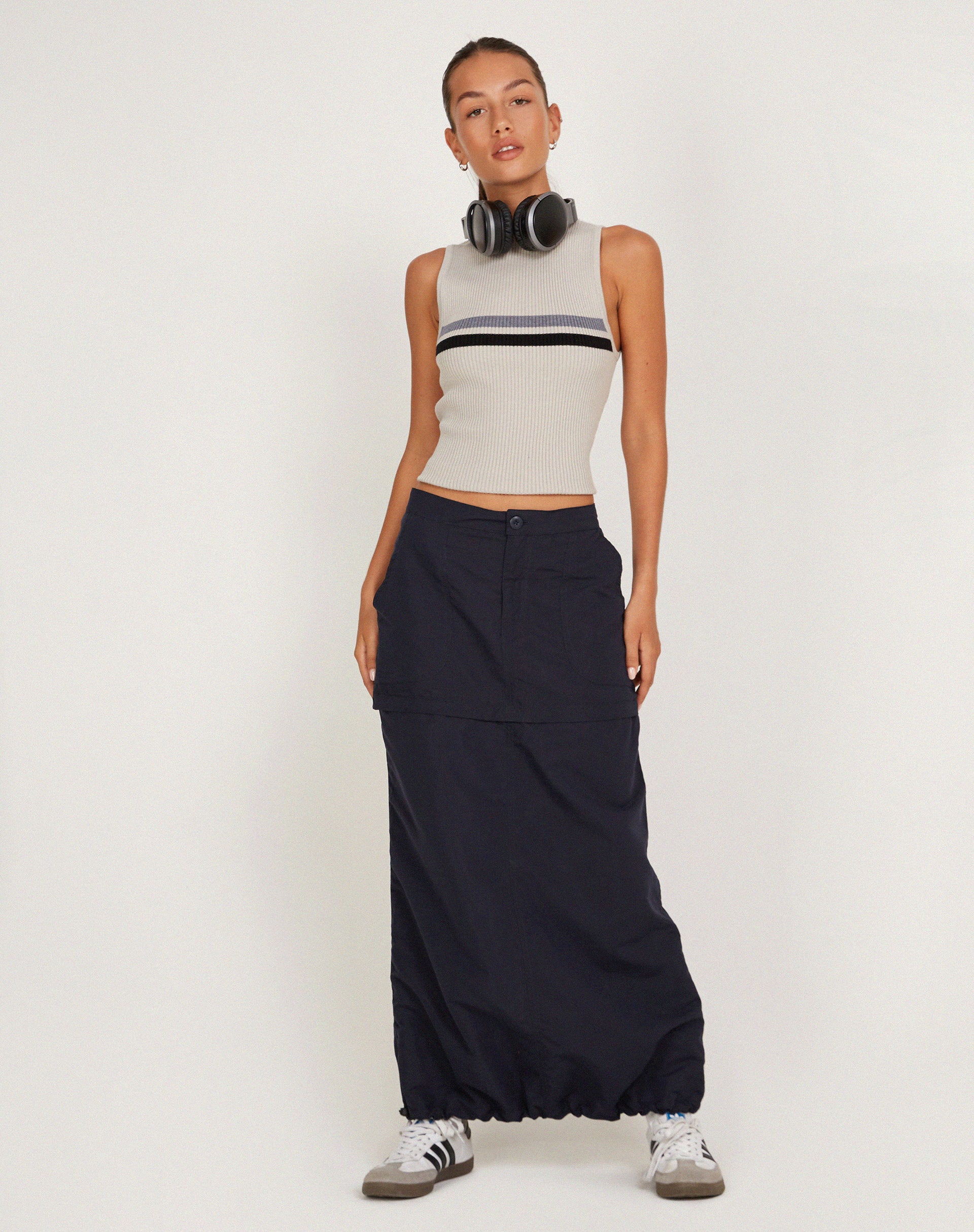 Eudora Detachable Skirt in Navy - Awmao