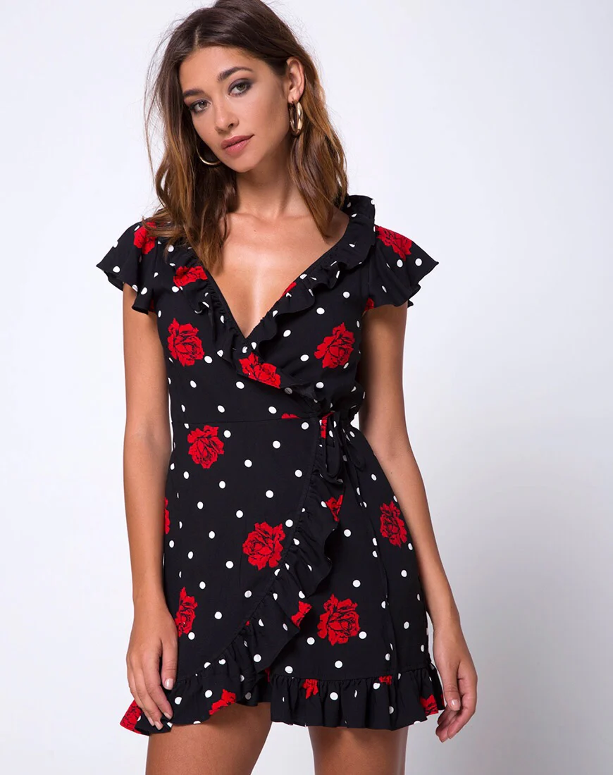 Rica Skater Dress in Cuban Rose - Awmao