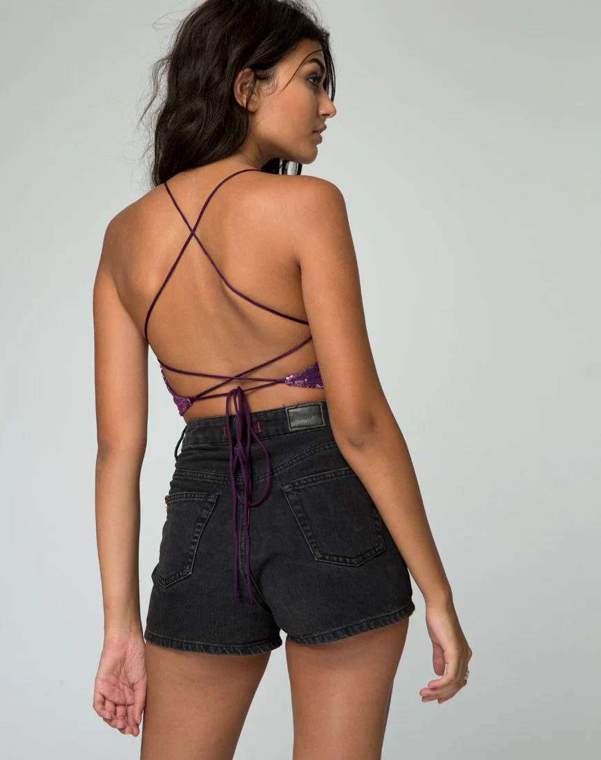 Kingsley Crop in Amethyst Sequin - Awmao