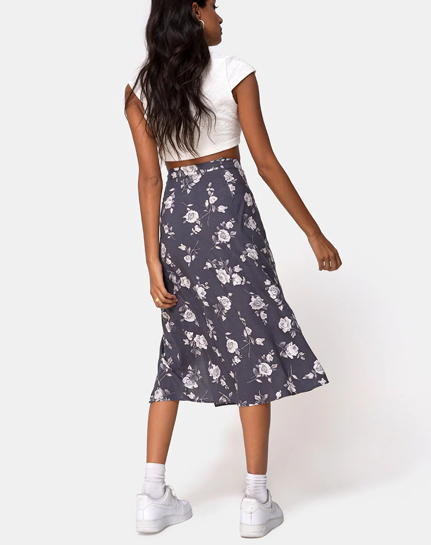 Saika Skirt in White Rose Grey - Awmao
