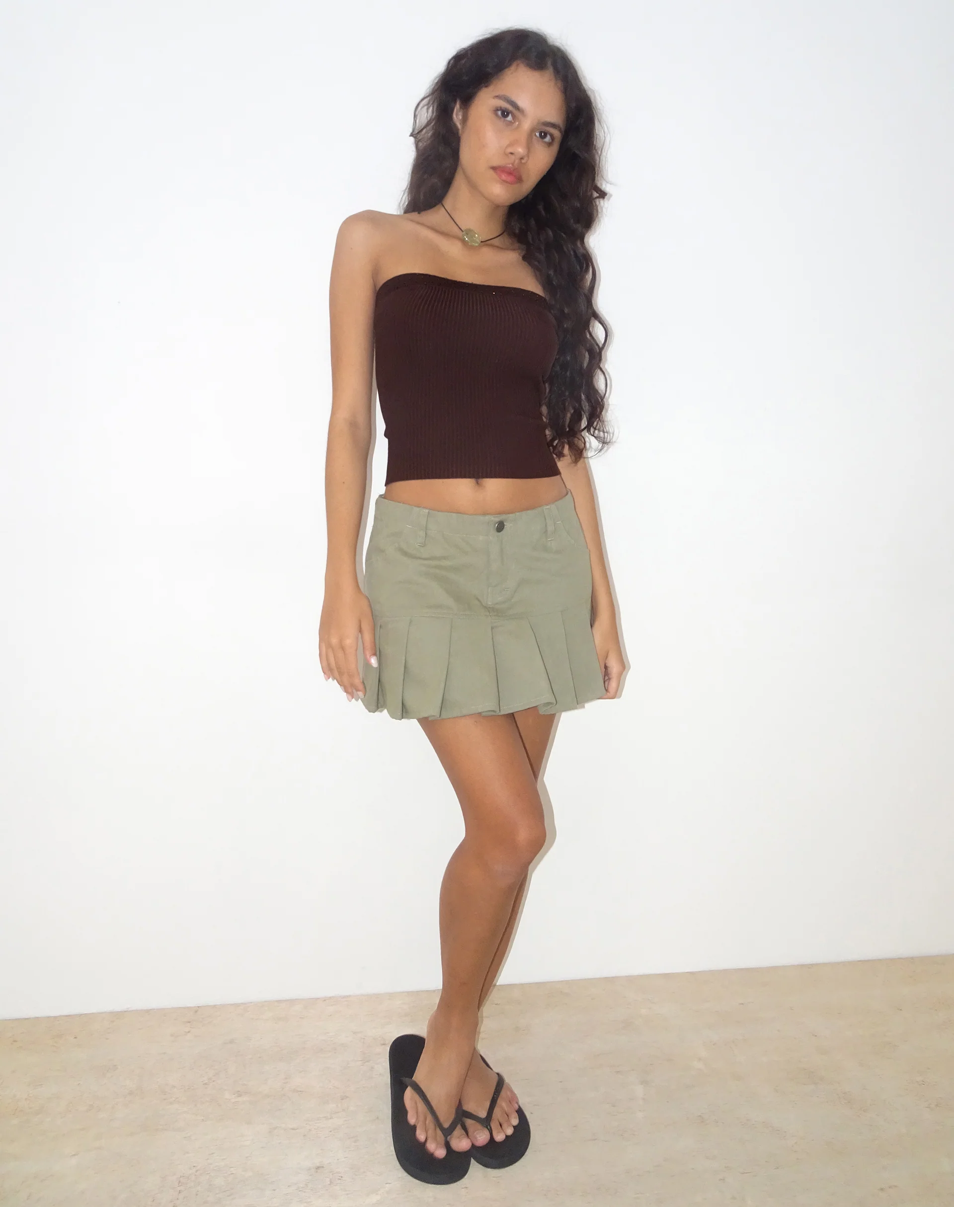 Erin Tube Top in Knit Bitter Chocolate - Awmao