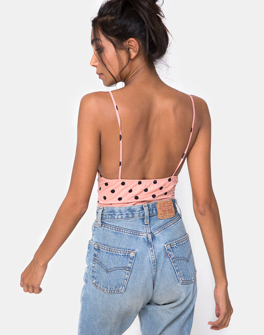 Leva Bodice in New Polka Nude Black - Awmao
