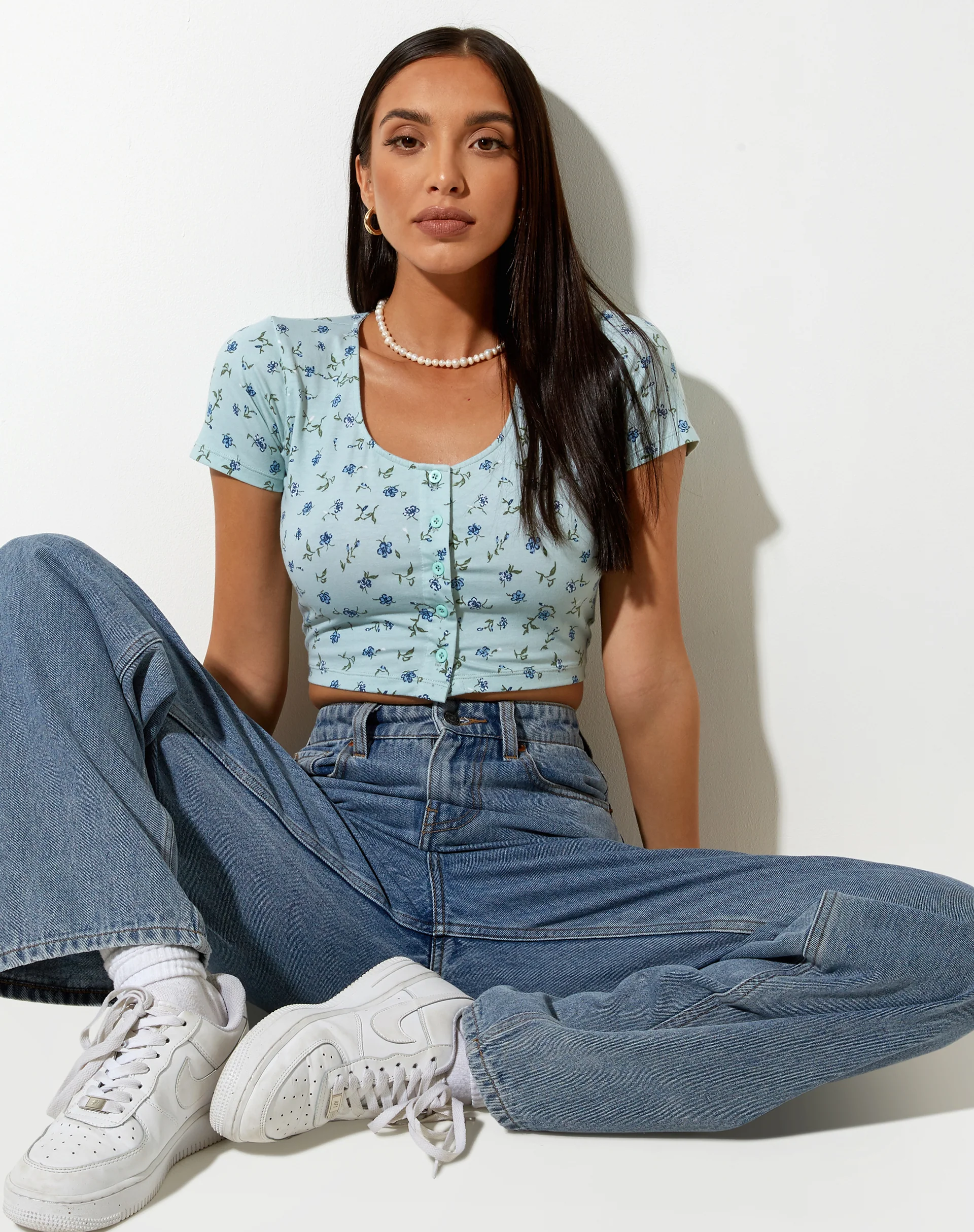 Mieye Crop Top in Pretty Petal Green - Awmao