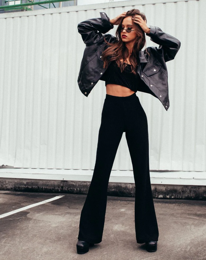 Herlom Flare Trousers in Black - Awmao