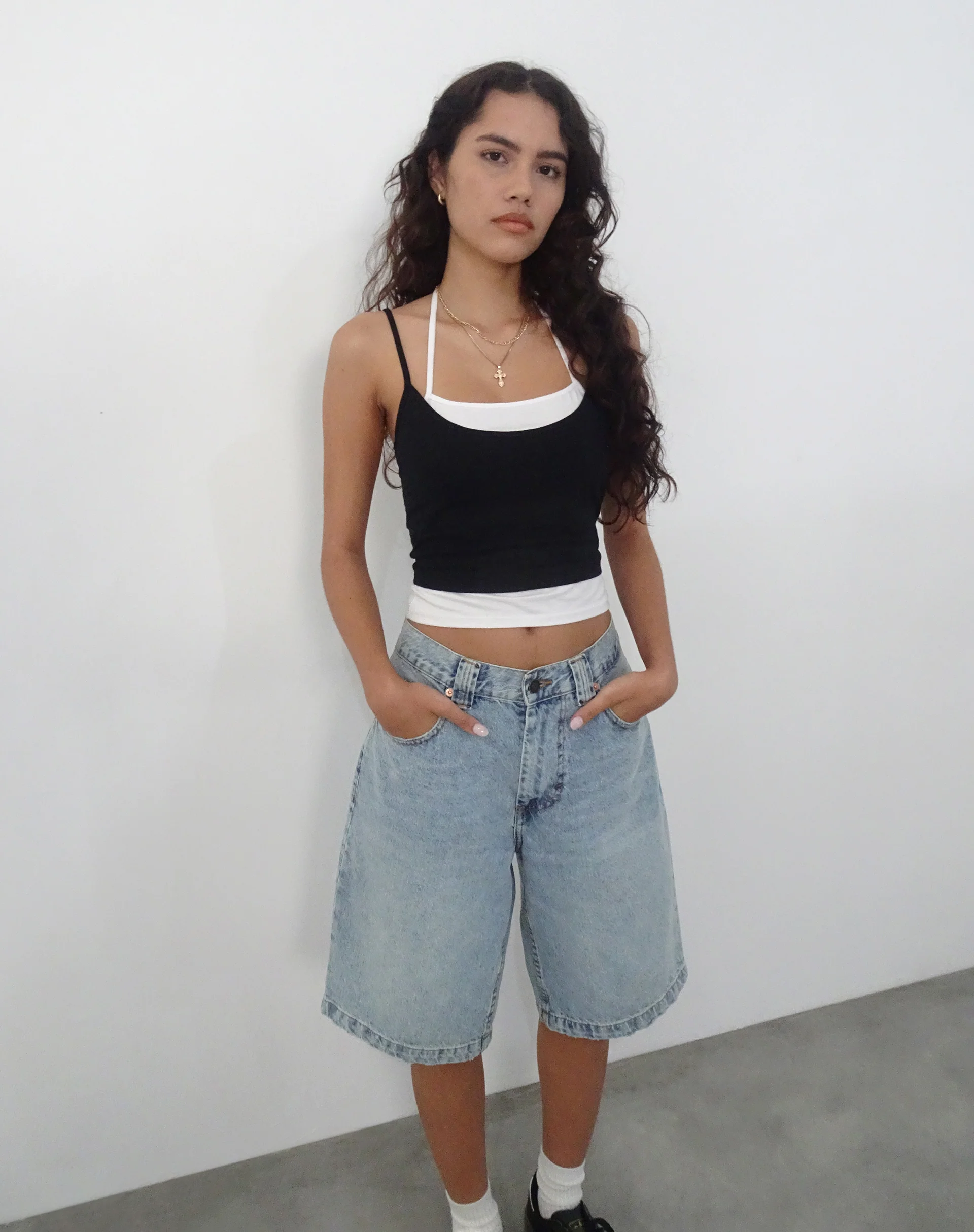 Willia Two Toned Vest Top in Black and White - Awmao