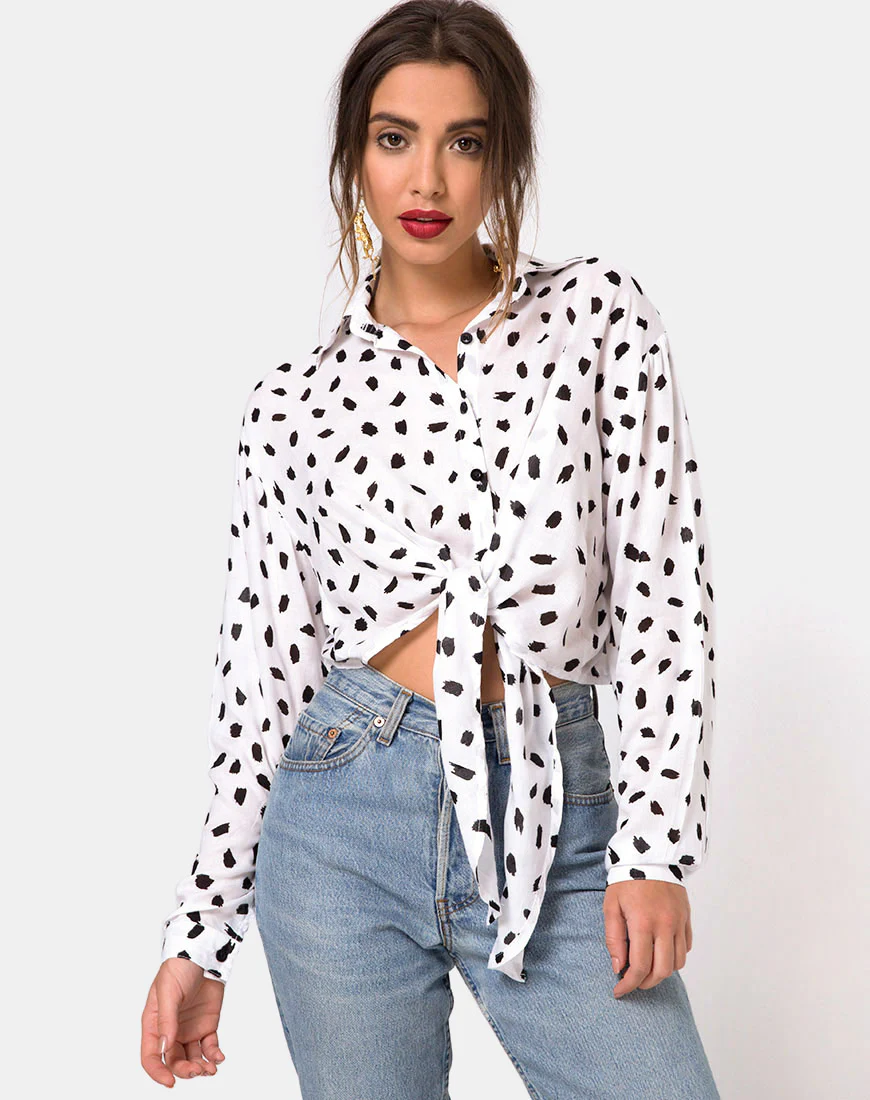 Lauv Shirt in Diana Dot White - Awmao