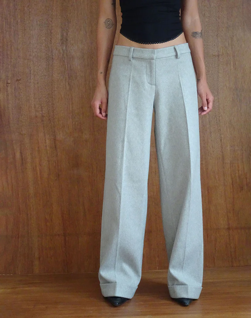 Abdel Faux Wool Tailored Trouser in Grey - Awmao