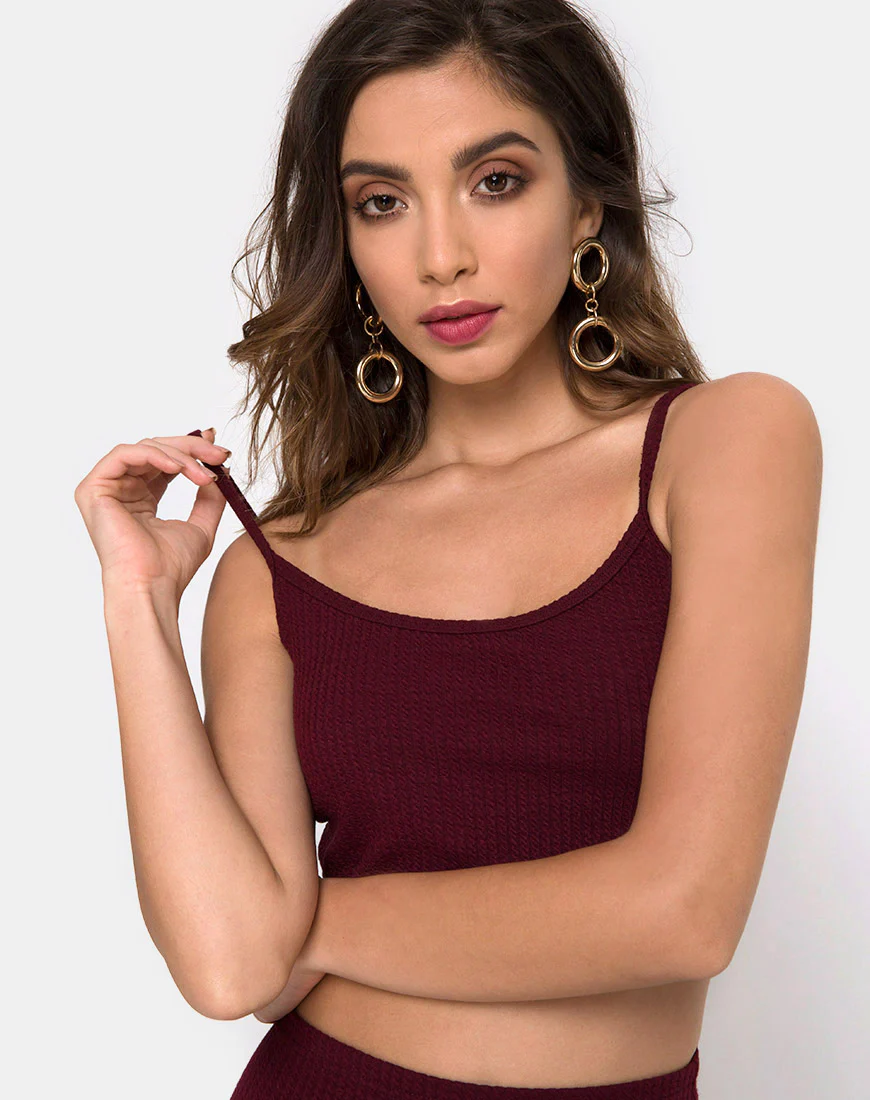 Bliss Crop Top in Burgundy - Awmao