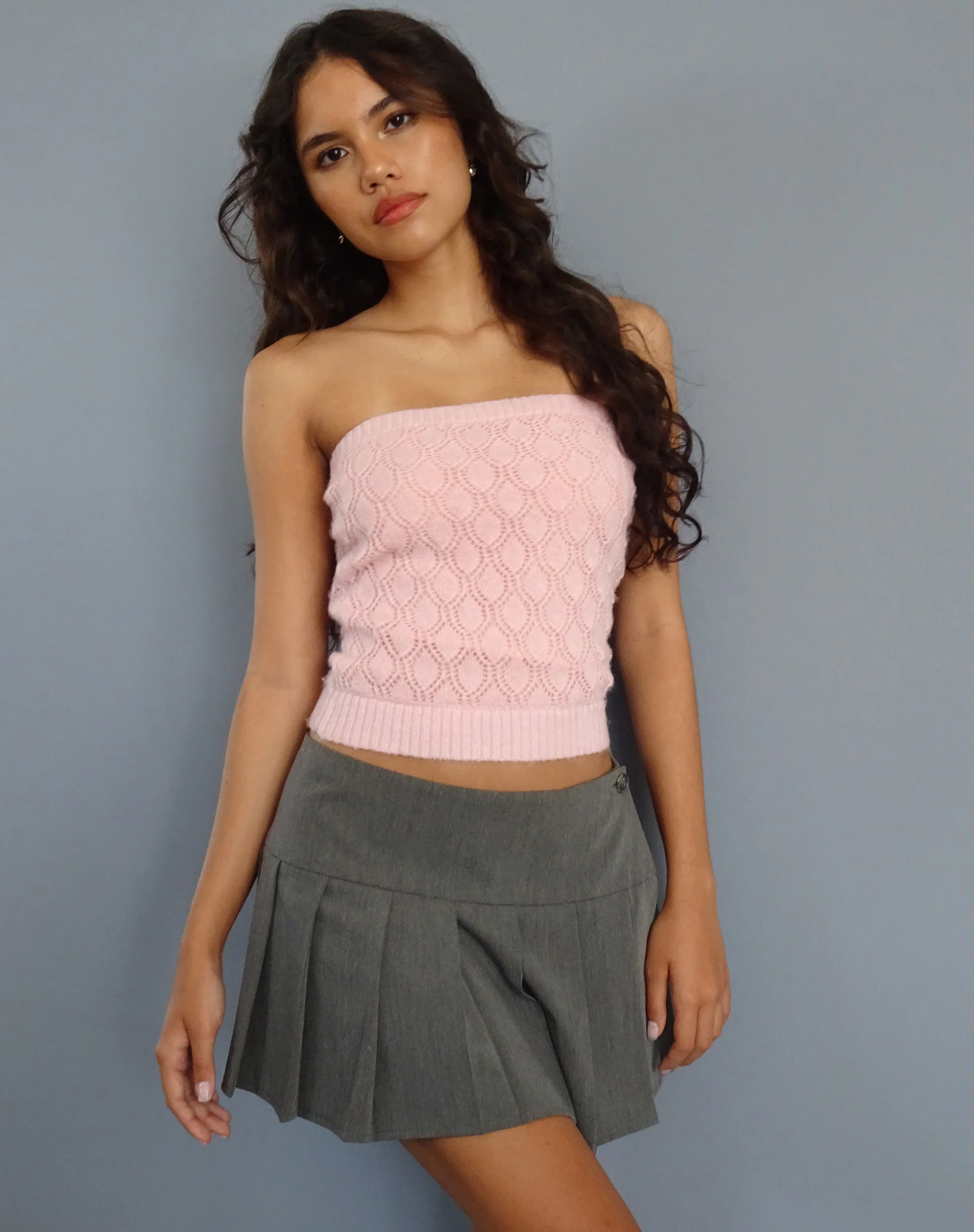 Canita Knitted Tube Top in Ballet Pink - Awmao