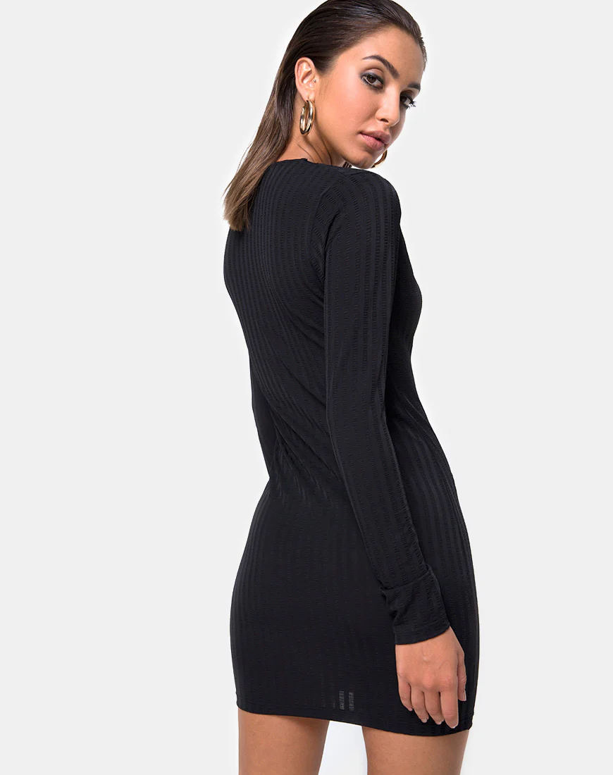 Laoda Bodycon Dress in Black - Awmao