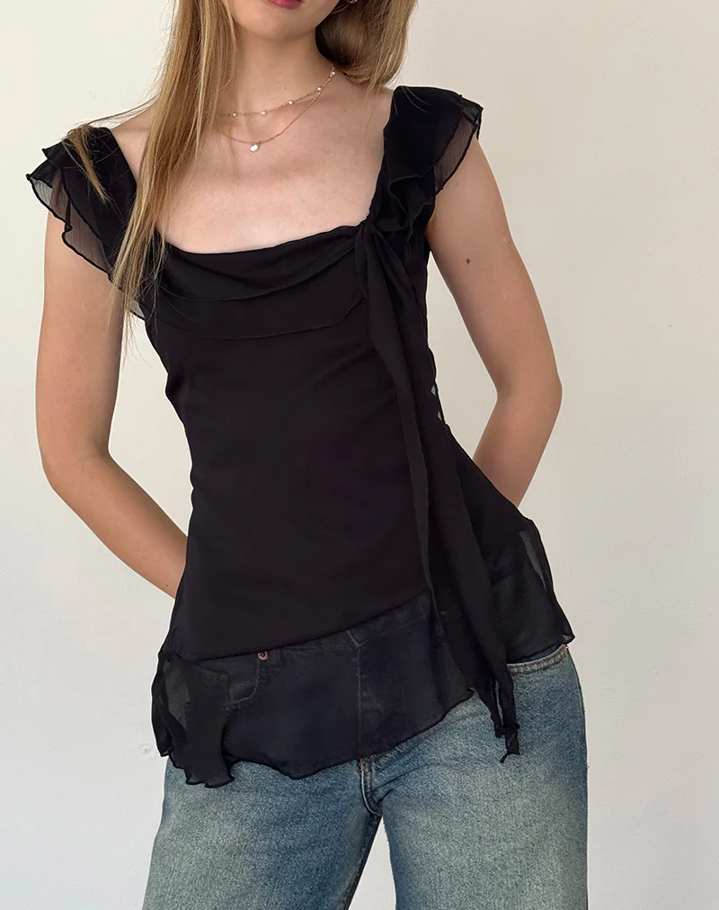 Piro Top in Chiffon Black - Awmao