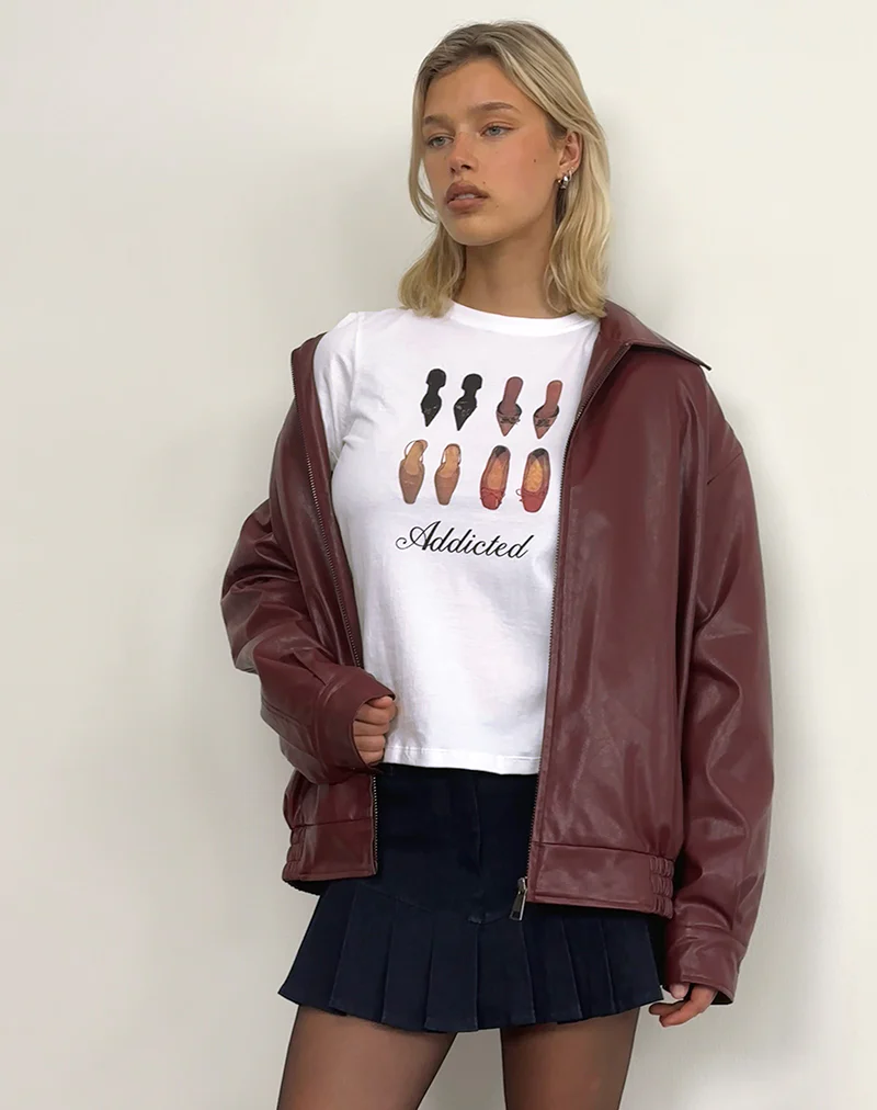 Saki Tee in White with Shoe Addicted Print - Awmao