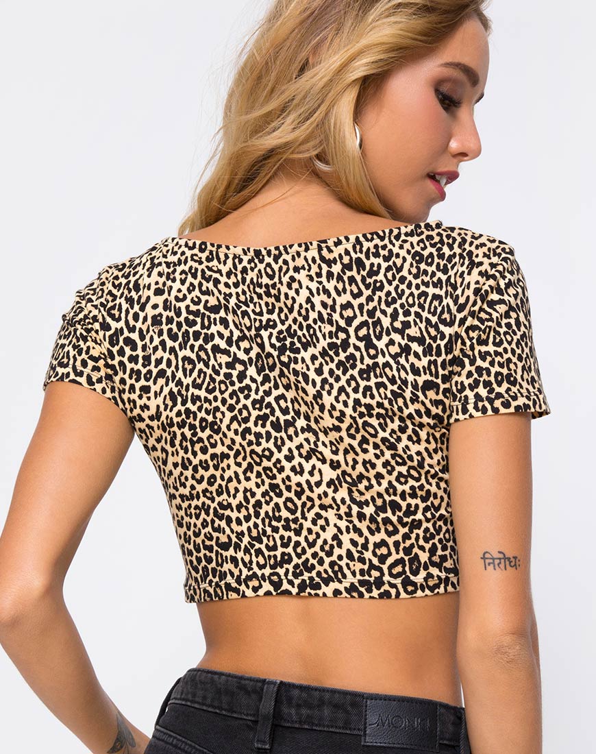 Shim Cutout Crop Top in Rar Leopard - Awmao