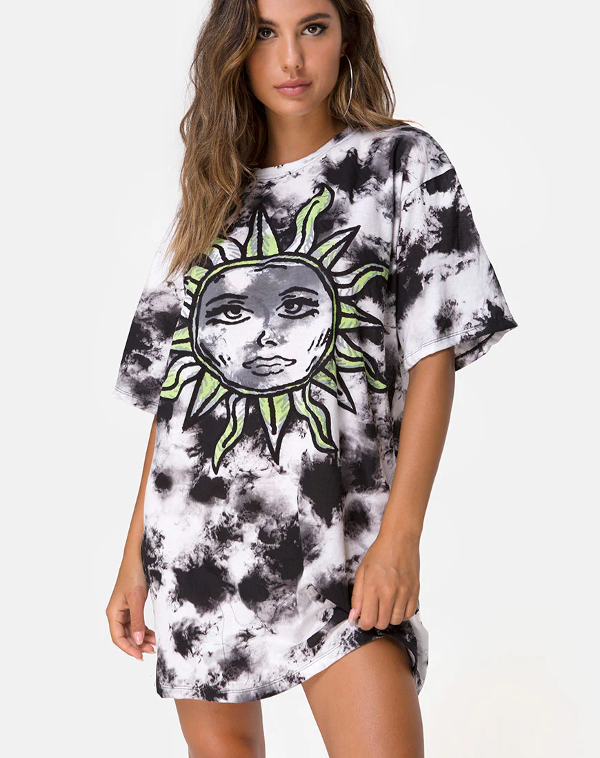 Sunny Kiss Tee in Tie Dye Celestial Lime - Awmao