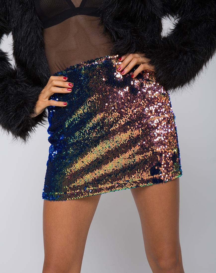 Cherry Tube Skirt in Fishcale Sequin Pink Oil - Awmao