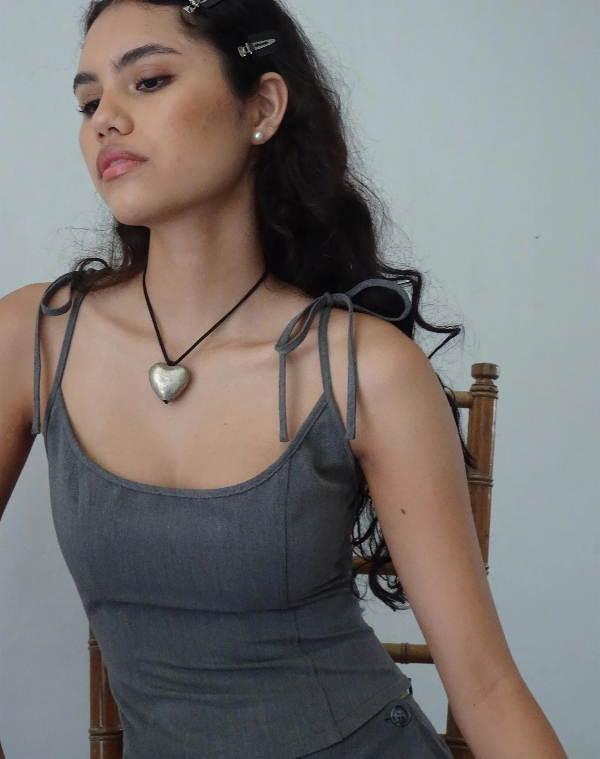 Kiona Corset Top in Charcoal - Awmao