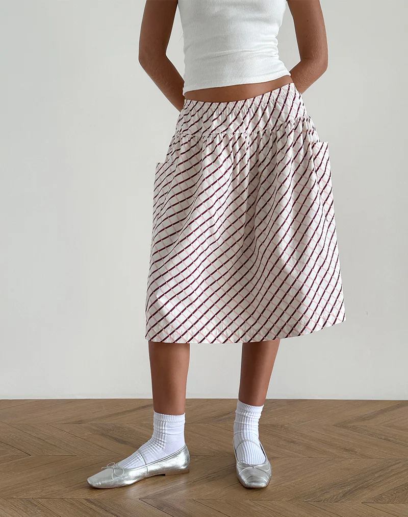 Manasi Midi Skirt in Geometric Tile - Awmao