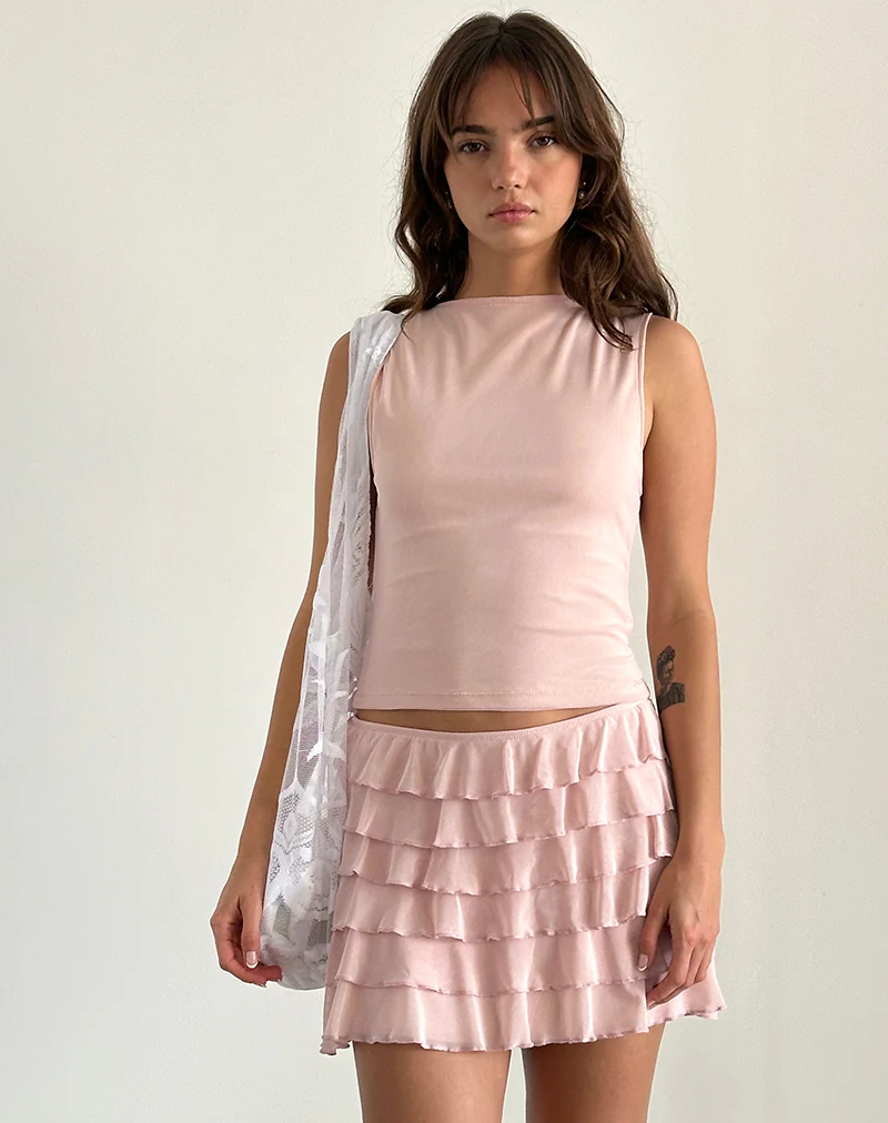 Cartina Mini Skirt in Peachskin Mesh - Awmao