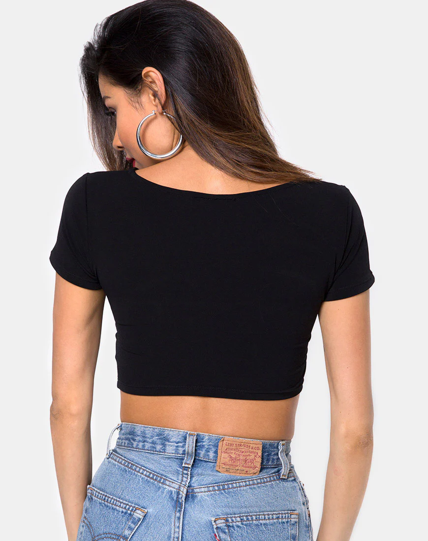 Shim Cutout Crop Top in Black - Awmao