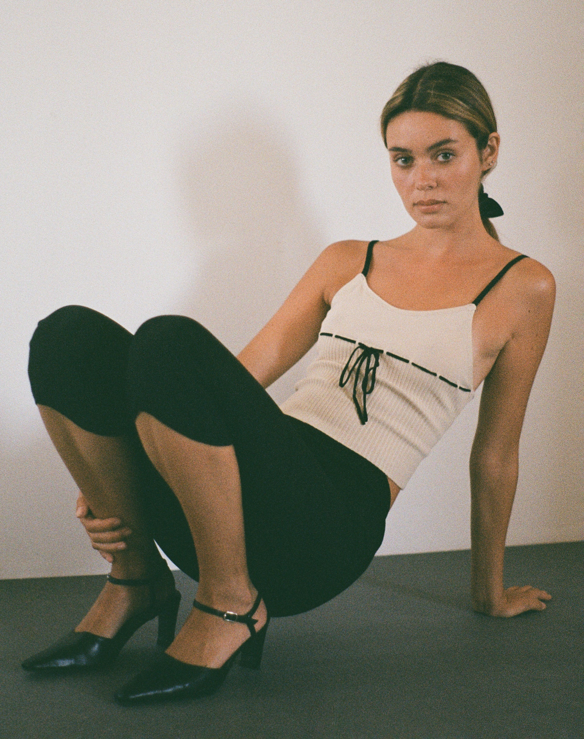 Emonie Cami Top in Neutral with Black Binding - Awmao