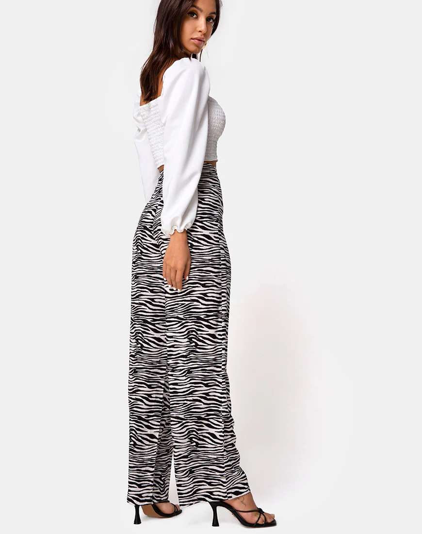 Aely Wide Leg Palazo in Classic Zebra - Awmao