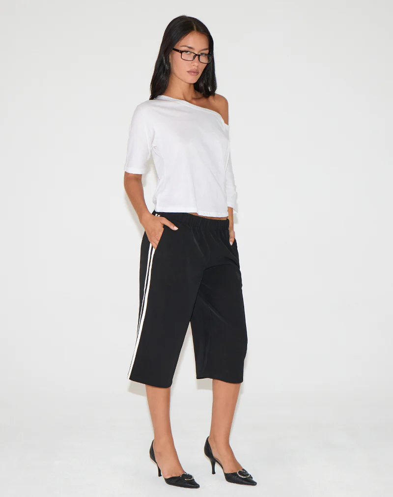 Benno Shorts in Black with White Side Stripe - Awmao