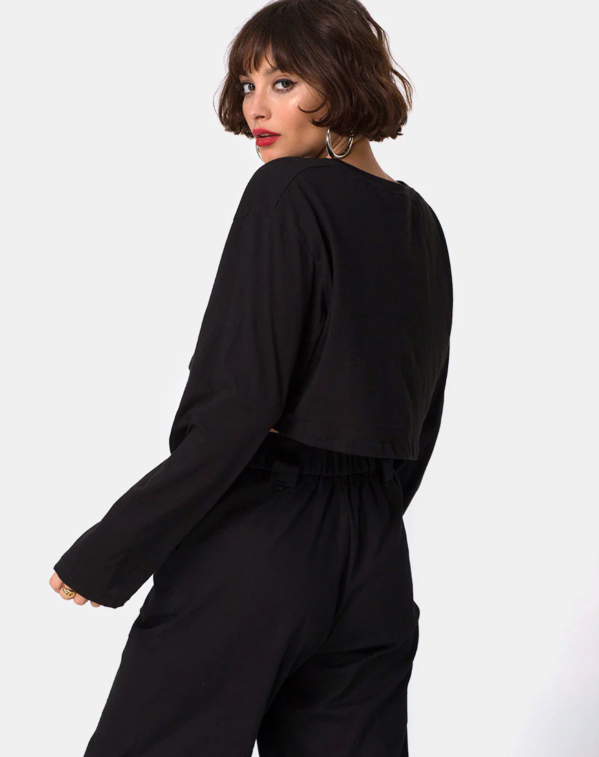 Box Expression Crop Tee in Black - Awmao