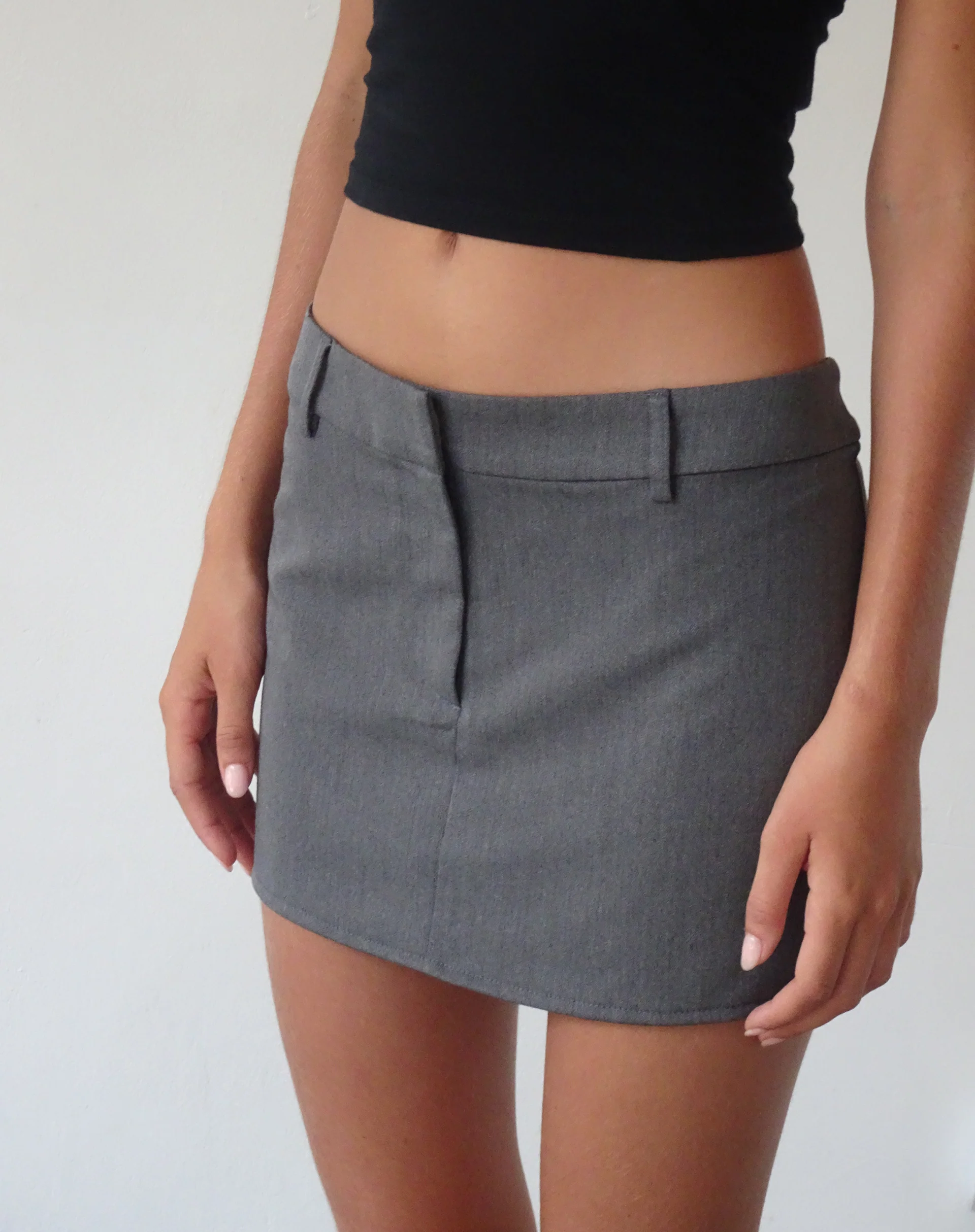 Sukra Mini Tailored Skirt in Charcoal - Awmao