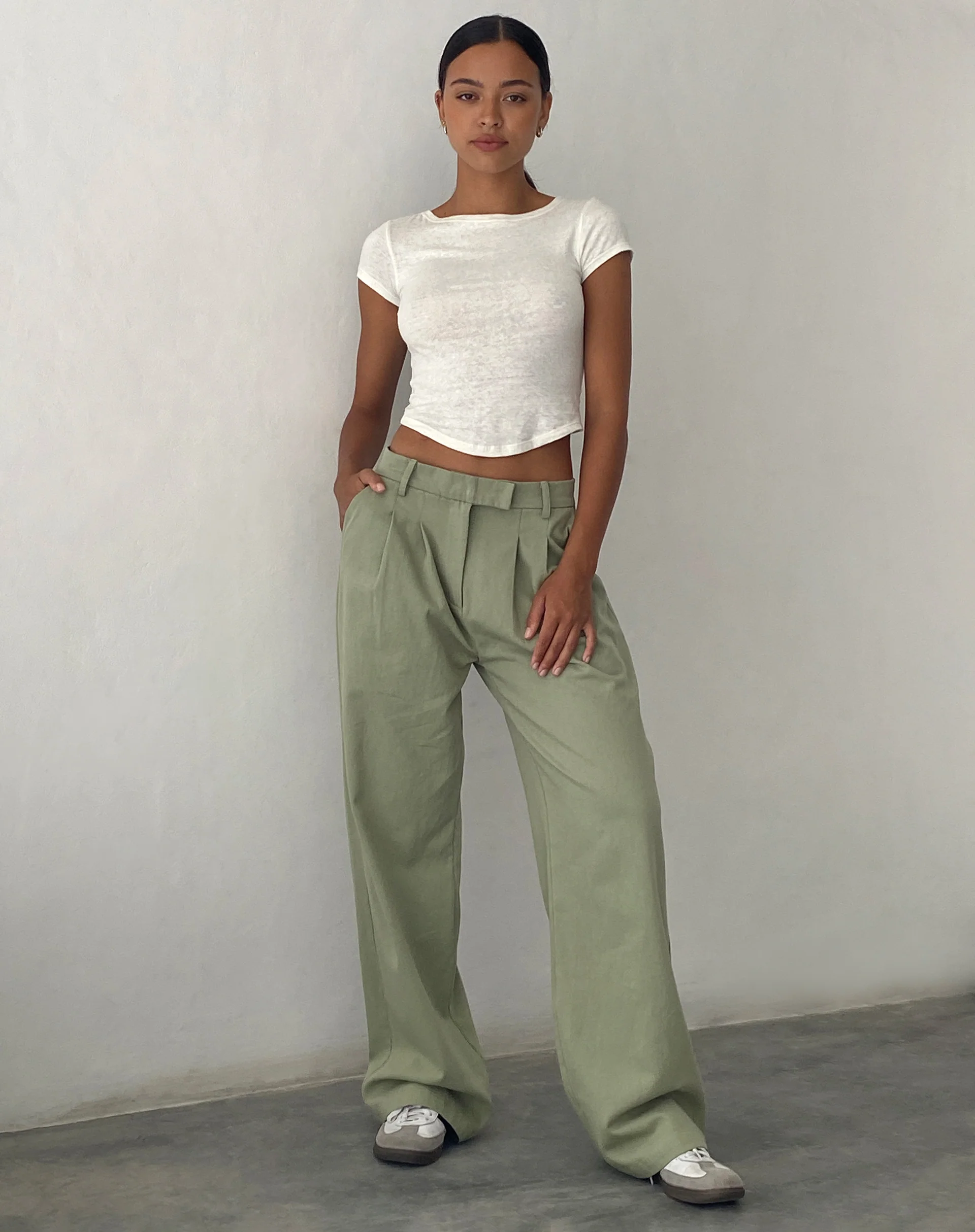 Satria Extra Wide Trouser in Sage - Awmao