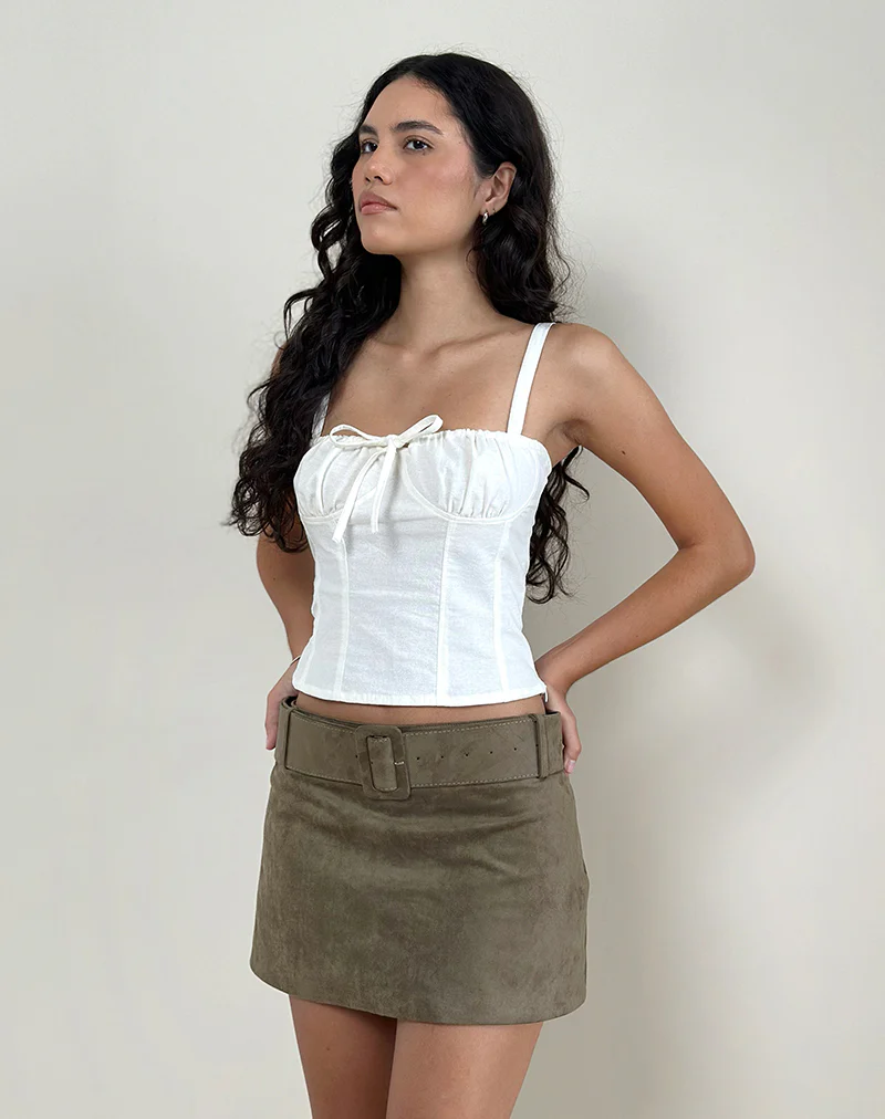 Kamden Cami Top in Linen Ivory - Awmao