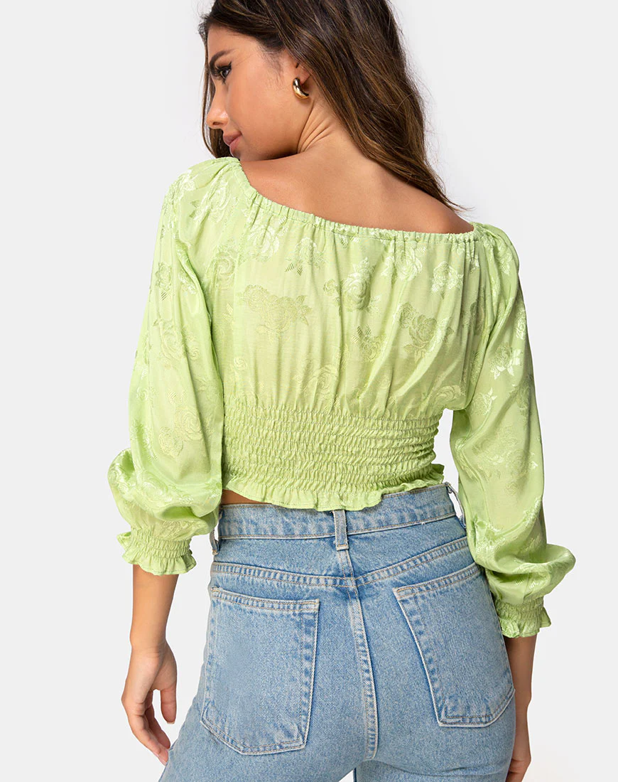 Lancer Crop Top in Satin Rose Lime - Awmao